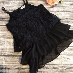 Disney D-signed lace & ruffles black tank girls Lg